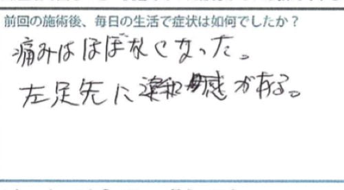 広島で椎間板ヘルニアの治療で有名な整体院の記録-腰の痛みが消えて治った例6