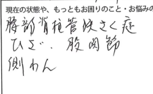 整形外科で治らない脊柱管狭窄症の原因と治療方法-広島の整体院の治った例
